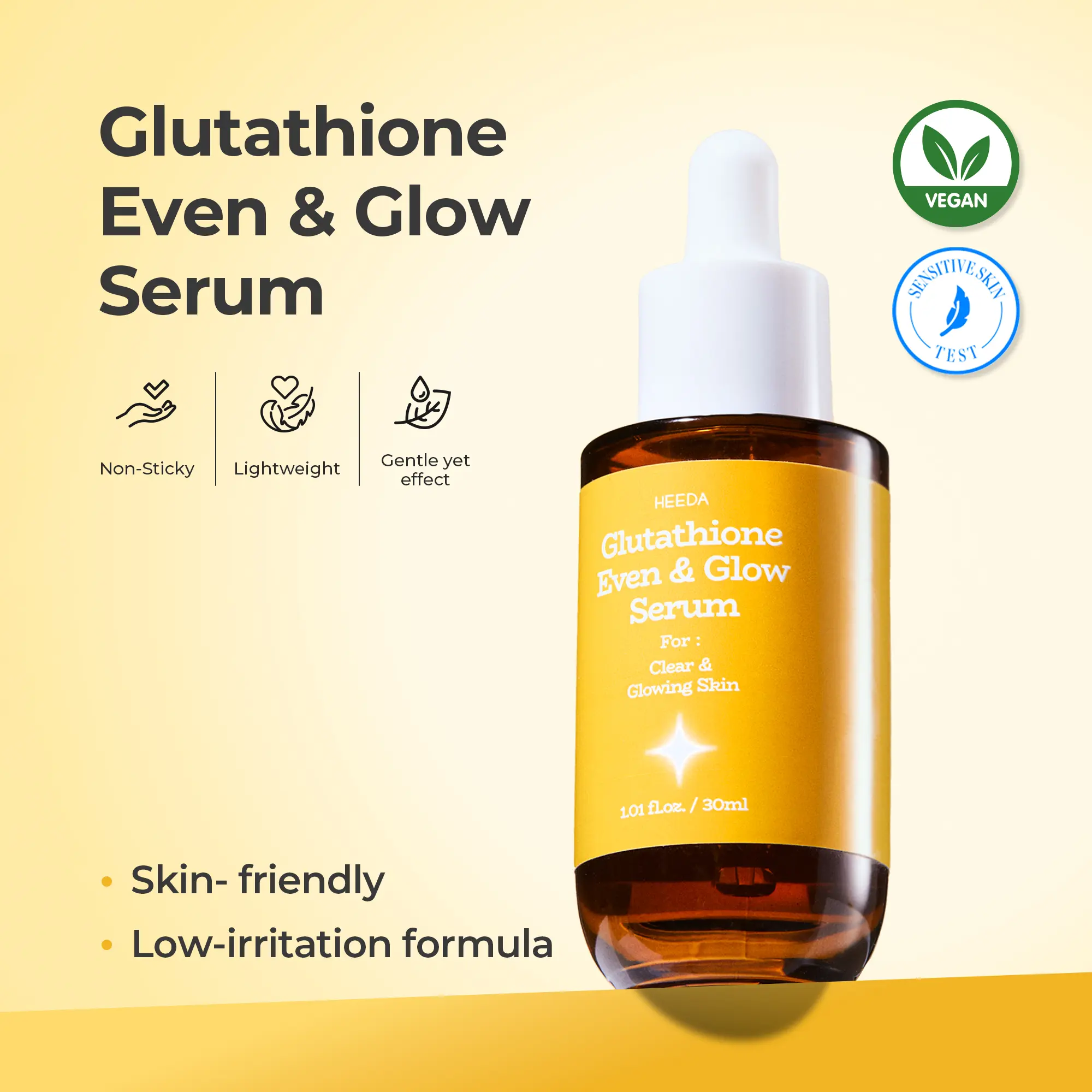HEEDA Official] Glass Skin Glutathione Even & Glow Serum l Gentle,  Brightening & Hyperpigmentation, hydrating, Korean Skincare