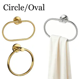 Round Shape Stainless Steel Wall-Mounted Towel Ring, Oval Option Available, Corrosion-Resistant, Easy to Install, Suitable for Bathrooms to Hang Heavy Items, Bathrobes, Hand Towels fathersdaygiftideas shower