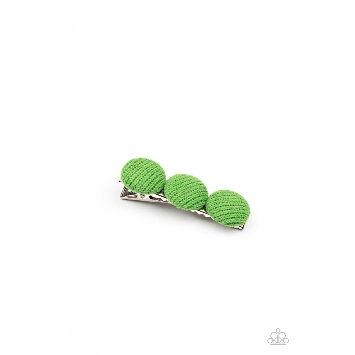 Cute as a Button - Green Knitted Button Hair Clip - Paparazzi