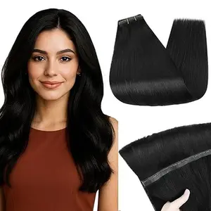 LaaVoo Butterfly Weft Hair Extensions Real Human Hair Hole Weft Invisible Genius Weft OVO Weft TikTokShopHolidayHaul 100 grams and 50 grams Christmas Gift