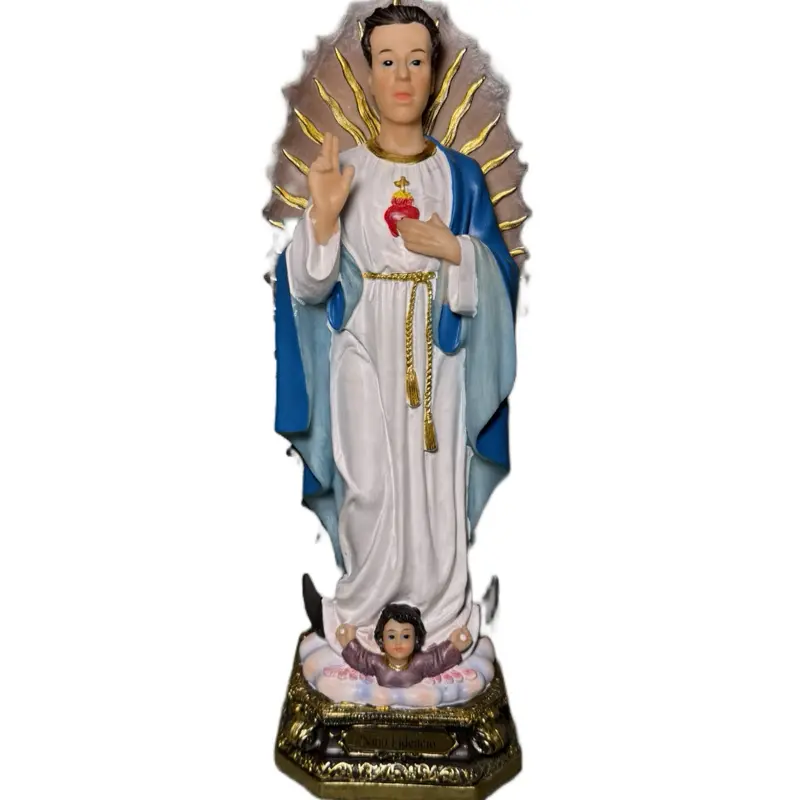 12 Inch El Niño Fidencio Nino Mexican Healer Saint Santo Statue with Religious Decor and Base