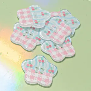6-Piece Sew-Thru Buttons Cherry Patchwork Stars