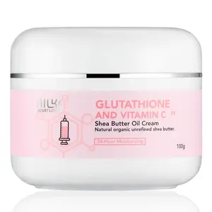 AILKE Organic Unrefined Shea Butter Oil Cream, Daily Skin Moisturizer For Face & Body, Soften, Smooth & Boost Radiance, Alleviates Dryness, With Glutathione And Vitamin C, 3.5 oz