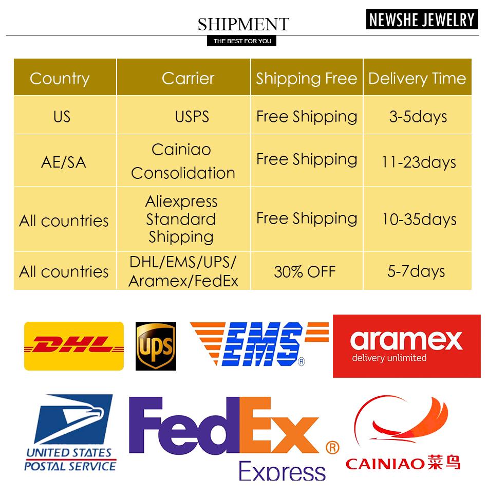 Newshe Wedding Rings for Her AAAAA Cubic Zircon Women's Bridal Sets 925 Sterling Silver Emerald Cut Engagement Ring Size 5-10