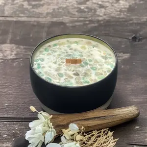 Release Crystal Intention Candle Amazonite Matcha Green Tea Wooden Wick