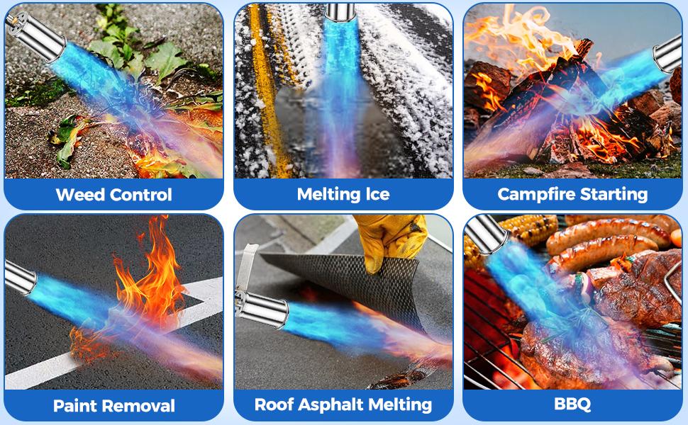 Weed Torch Propane Burner,High Output Weed Burner, Propane Blow Torch with Self Igniting and Flame Control Valve for Weeding, Melt Ice,Charcoal Starter-Fuel Not Included