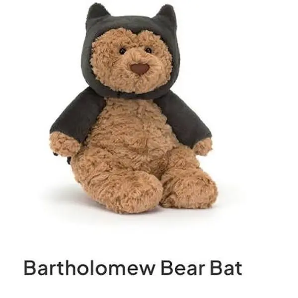 Jellycat Bartholomew Bear Bat Stuffed Animal – Adorable Plush Gift with Dust Bag, Collector & New Born Gift