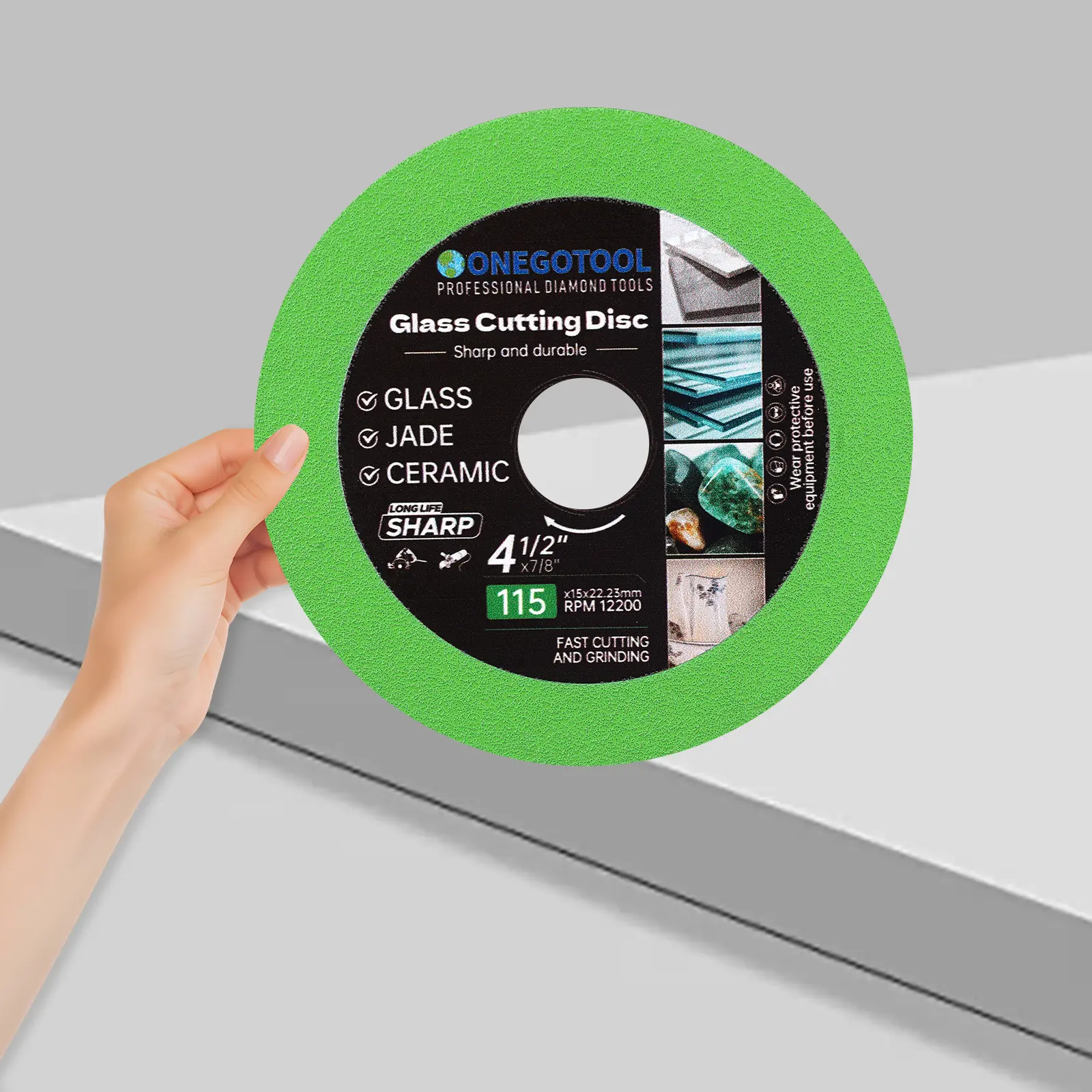 Mixiflor 8-Pack Glass Cutting Discs – 4" X 7/8" Diamond Blades For Angle Grinders, Ultra-Thin For Tile, Jade & Bottles