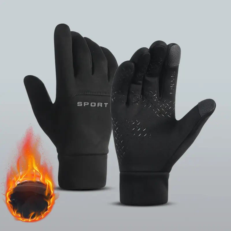 Sport Winter Gloves - Black Thermal Insulated Gloves for Cold Weather - Ideal for Outdoor Activities & Sports