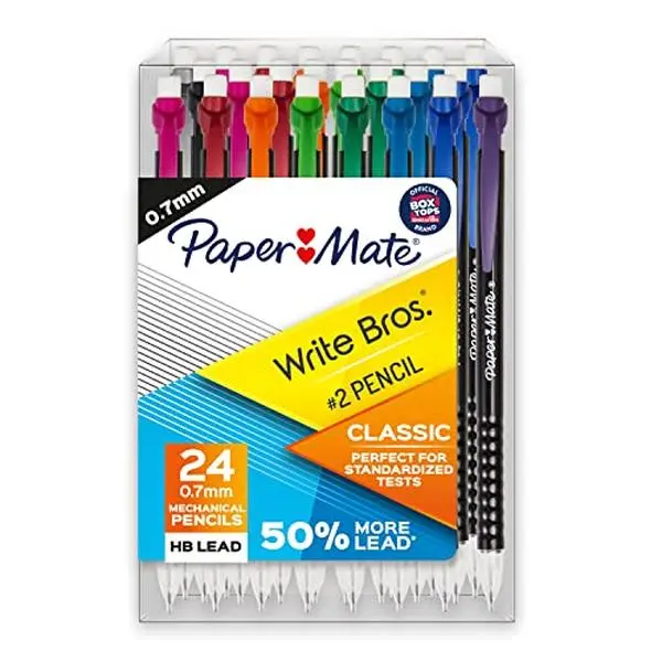 Paper Mate Mechanical Pencils, Write Bros. Classic Number 2 Pencil, 0.7mm, 24 Count - Classroom Supplies, Back to School, Great for Standardized Tests