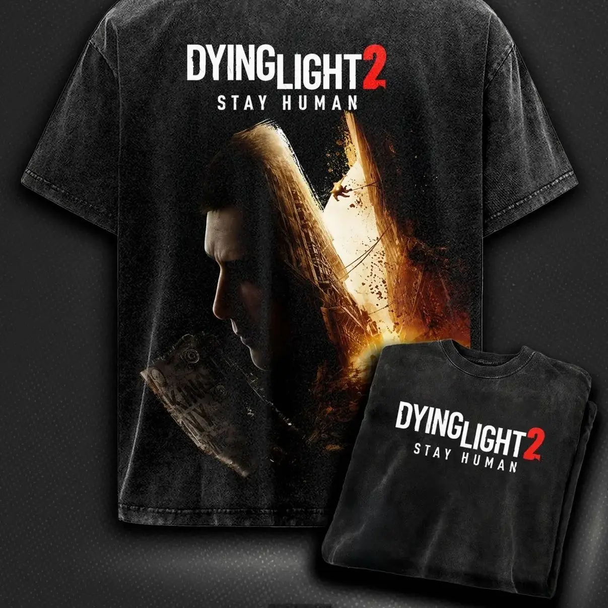 Dying Light 2 :Stay Human Tshirt, Vintage Washed raphic T-Shirt, Gamer Streetwear Unisex Top graphic tee unisex Menswear VNH