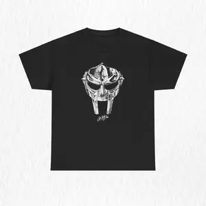 MF DOOM Vintage Tee Hip Hop Graphic Tee With Metal Face Design Trendy Rap Shirt For Teens And Veteran Rap Fans BK-525