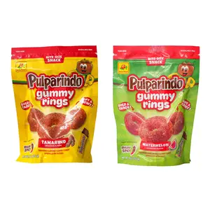 De La Rosa Pulparindo Gummy Rings Tamarindo & Watermelon Chewy Tamarind Flavored Bite Size Snack Sweet Spicy Kick