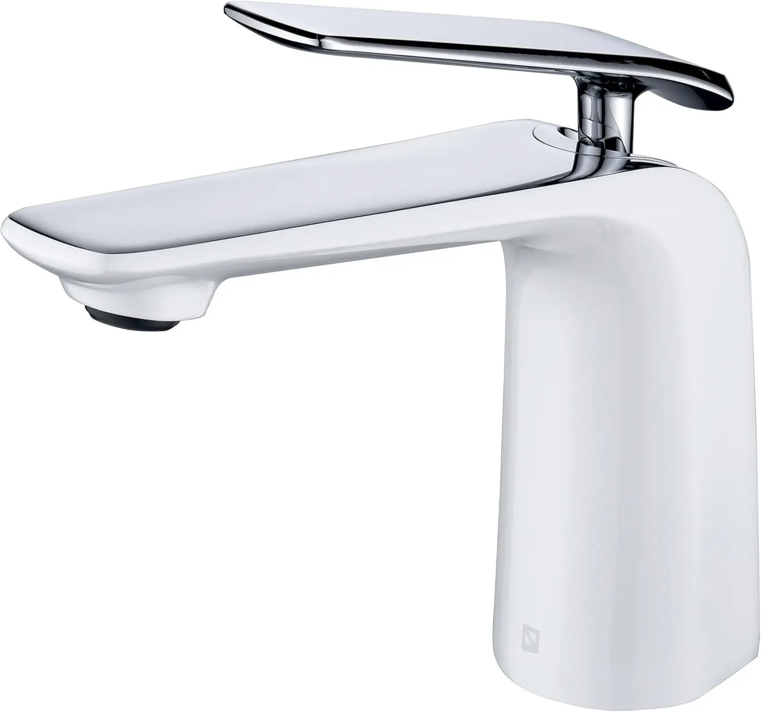 White and Polished Chrome Bathroom Sink Faucet Single Handle 1 Hole Vanity Sink Faucet Cold and Hot Water Mixer Tap, Single Lever Lavatory Faucet
