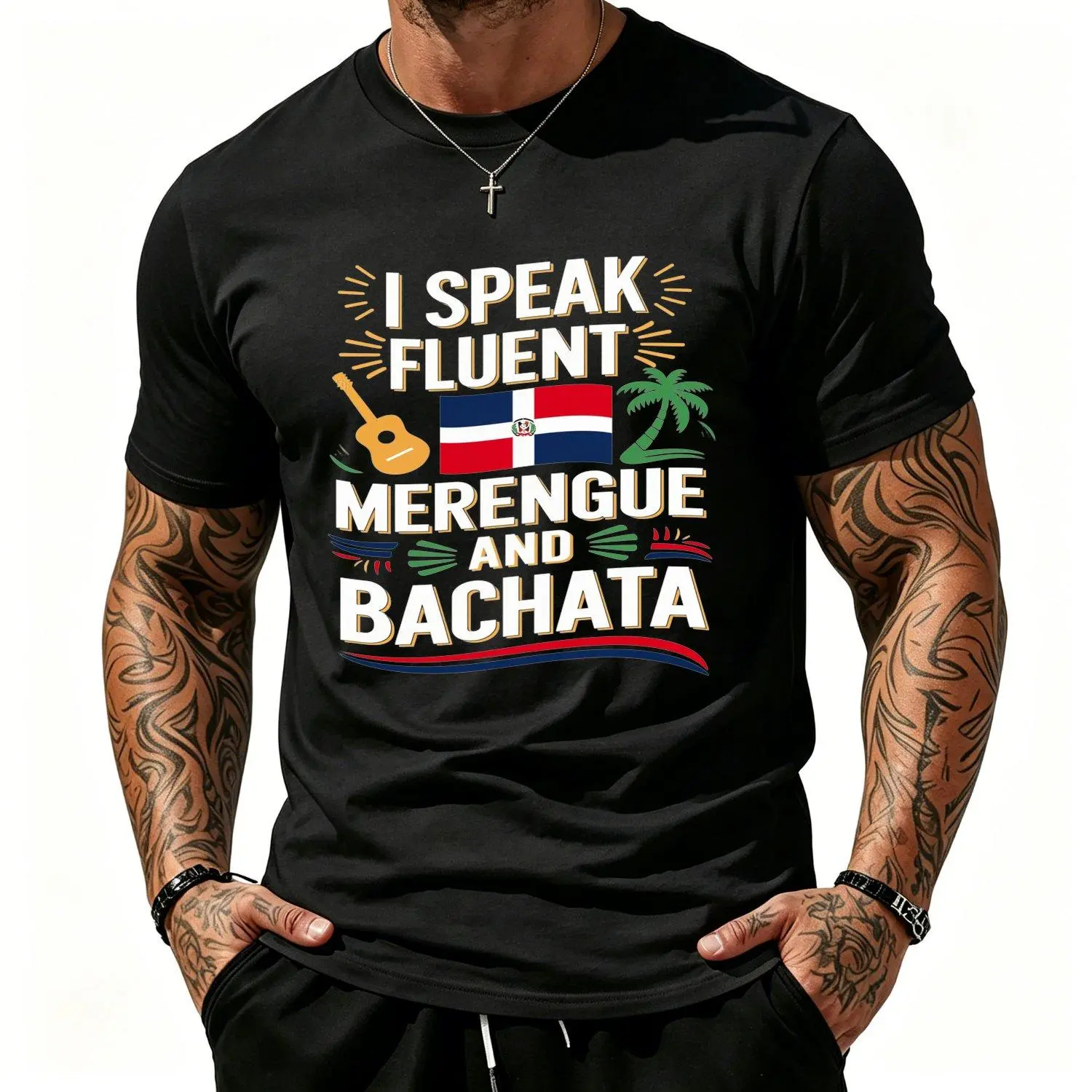 Men's Short Sleeve T Shirts Featuring The Dominican Dance Styles Of Merengue And Bachata Suitable For Both And This Summer 2025 Shirt With Pure Breathable Fabric And Comfortable Fit