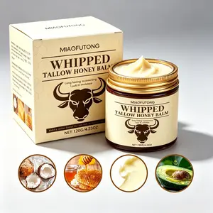 Grass-Fed Whipped Tallow & Honey Balm, 2-in-1 Lip & Body Moisturizer, Deeply Nourishing Hydrating Cream for Dry, Chapped, Sensitive Skin, Natural Skincare for All-Day Softness
