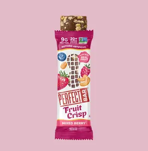 Perfect Bar Fruit Crisp, Mixed Berry - Protein - Gluten Free - Non-GMO, Organic Honey, No Sugar Alcohols, 1.94 oz, 8 Count