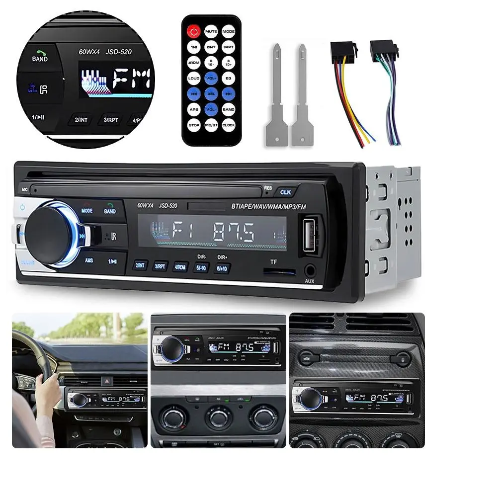 Single Din In-Dash Upgrade Car Radio Stereo System - Automotive Audio Accessory with Bluetooth Hands-Free Calls, 18 Preset FM Stations, SD/USB/MP3 Playback, Aux Input, Car Media Player