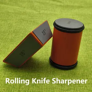 Professional Orange Roller Knife Sharpener Wooden Roller Knife Sharpener Magnetic Quad 15/18/20/22° Kitchen Sharpening Tool Set