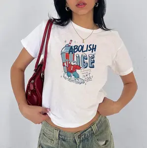 Abolish ICE women's baby tee, No Human Is Illegal Tee, Immigrant Rights Political Shirt, End ICE Aesthetic Social Justice Gift