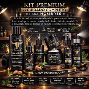 Don Torito Premium Gentleman Care Kit for Hair Beard Skin Complete Care Shampoo Gel Aftershave Cream Beard Oil Shine Spray Men's Complete Care