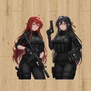 Tactical Rias x Akeno Vinyl Sticker Waterproof, High School DxD Waifu Sticker, Decal For Laptop Notebook Phone and Car