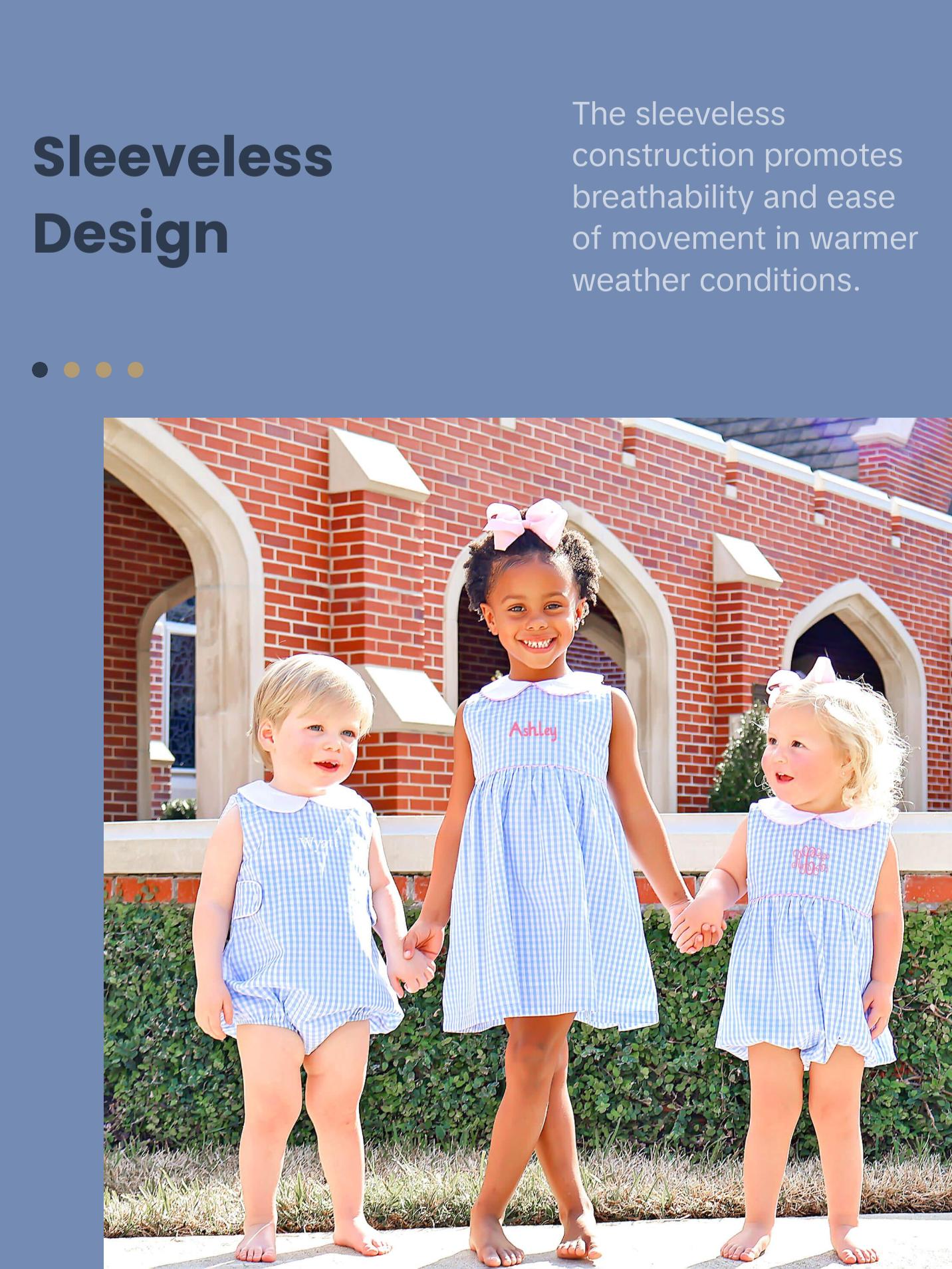 Light Blue Gingham Heidi Dress - Girls Peter Pan Collared Dress