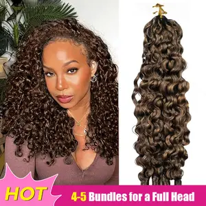 【New Color】ISEE HAIR #4 Chocolate Brown Burmese Curly Crochet Human Hair for Boho Braids Plush Texture Miracle Knots Pre-Separated 50g/Pack (32-38 Strands Per Pack) Time-Saving Wear Vacation Hair #Summervibe#ISEECrochetNewArrivals