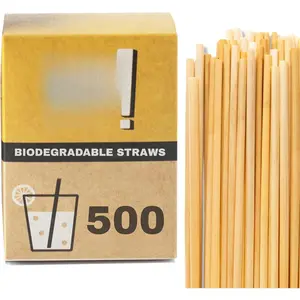 (R) 5"   | 500ct Disposable  Wheat Stem  |  Biodegradable, Compostable | Never Soggy, Neutral Taste | Durable, Gluten-Free, Plastic-Free