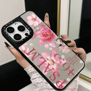 Pink Lily & Cherry Blossom PSALM 69 Phone Case with Mirror Shockproof Durable Protective Cover for iPhone11-17promax IPhone11/12/13/14/15/ Promax16/16Promax/16pro/16plus