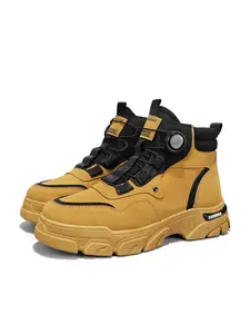 Men's High-Top Boots British Style Work Boots Anti-Slip Durable Shoes for Outdoor Hiking Mountaineering Trekking Camping Narrow Fit Choose One Size Larger