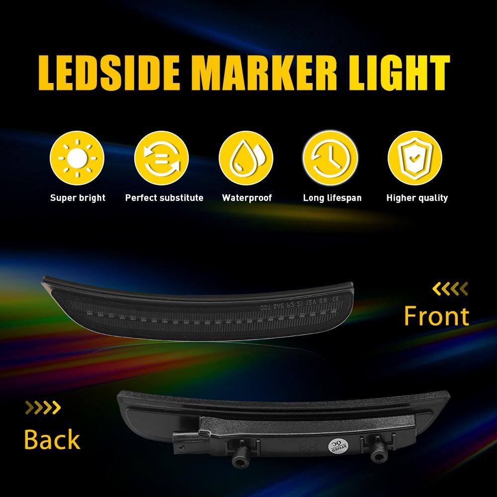 For Dodge Charger 2015-2023 RGB LED Side Marker Lights w/ Remote Control SMOKED4