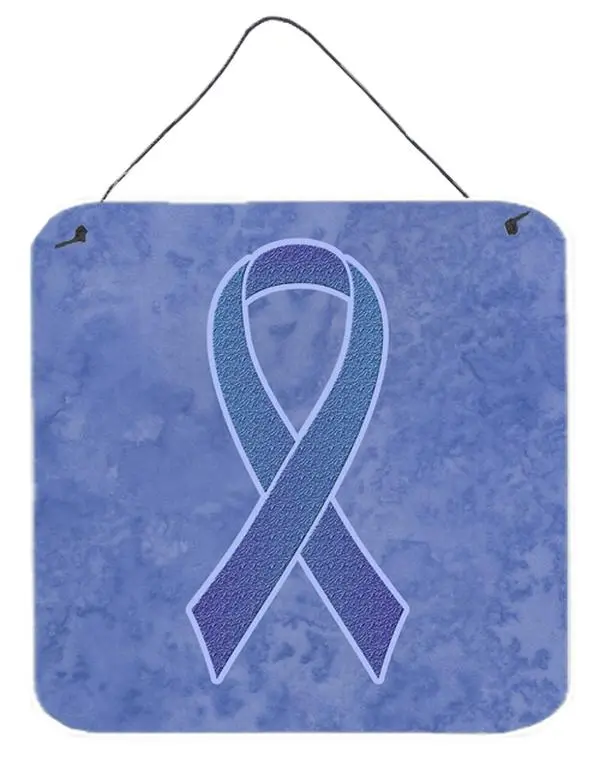 Periwinkle Blue Ribbon Hangable Aluminium Decor - Esophageal & Stomach Cancer Awareness 6x6 In Room Decor Wall/Door Hanging Prints