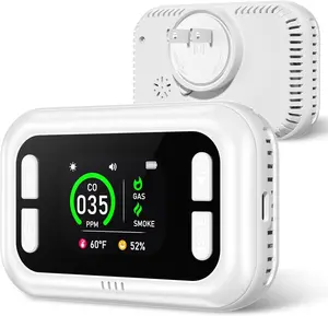 5-in-1 with Natural Gas Temperature Humidity Sensors Plug-and-Play Design High-Definition Display Accurate Alerts  for Kitchen Garage RVs Apartments