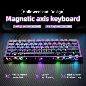 KAVLORN NC/NJ61-Key Cutout Magnetic Switch Gaming Keyboard, Full-Key Hot-Swappable, 17 Color Changing ARGB Modes, PBT Keycaps, 0-3.5mm Adjustable Actuation, Keyboards for Gaming & Work
