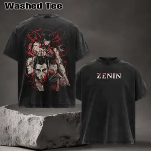 Maki Zenin Jujutsu Kaisen Culling Game Arc Heavenly Restriction Anime Manga Graphic Double Printed Acid Washed T-Shirt, Menswear Heavy Cotton JJK Tee Unisex Oversize Streetwear Vintage