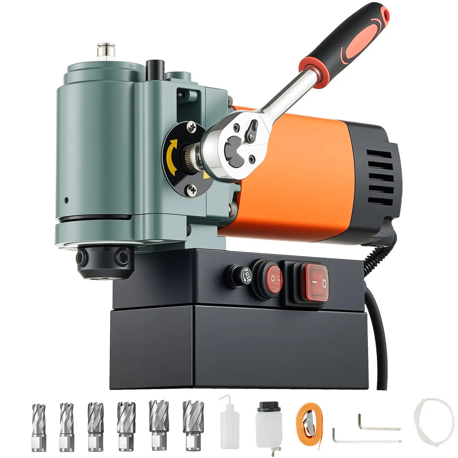 Low Profile Magnetic Drill Press For Metalworking, Portable 1300W Mag Drill, 1.4 Inch Boring Diameter, High Torque Magnetic Base, Quick-Change Chuck, Precision Drilling On Steel Aluminum And Other Metals