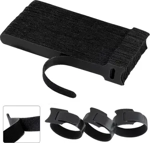 60PCS 6-Inch Reusable Cable Ties Adjustable Cord Straps Hook Loop Cord Organizer Black