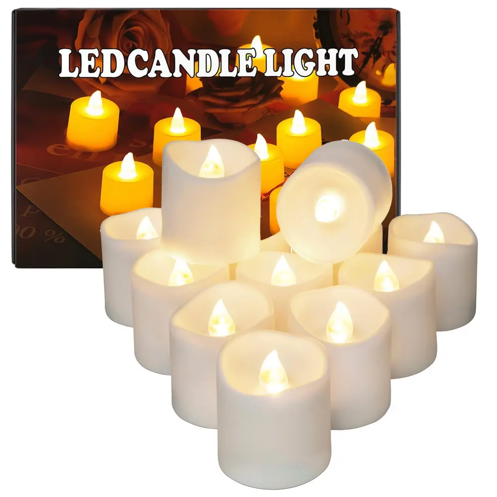 Flameless Candles Battery Operated Fake LED Tea Lights Candles 24Pack Bulk, Warm White Flickering Tealight Safe No Flame Family Indoor Decor