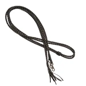 7Ft Split Reins Brown Western Leather Braided Snaps