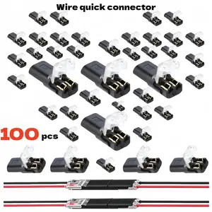 Wire Quick Connector Double-Wire Plug-in 2-Pin Locking Buckle Reusable AWG 18-22 Easy DIY Tool-Free Electrical Connectors for LED Strips Home Wiring Projects
