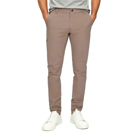 Men's Slim Tapered Skinny Fit Khaki Chino Pants with Pockets Versatile Casual Pants Spandex Menswear