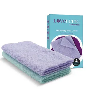 Love Being Scrubbed Flexi Cloths - 2 Count Assorted Colors, Stretchy Exfoliating Back Scrubber for Men & Women for Smooth Skin