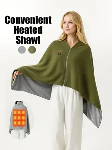 Multi-Color USB Portable Heated Shawl, 9 Zone Temperature Control Ultra Soft Flannel Design, Unisex Home and Office Use