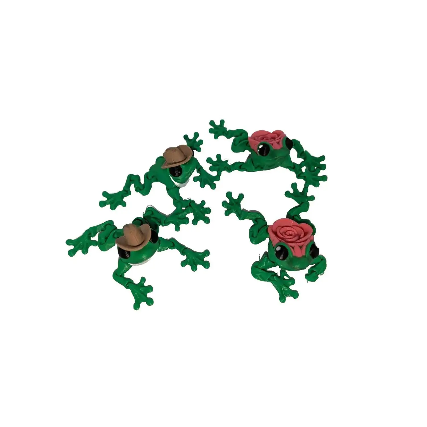 CinderWing3d Articulated Rose Frog 3D Printed Poseable Frog Toy with Flexible Limbs & Rose Bloom Head for Frog Lovers & Collectors