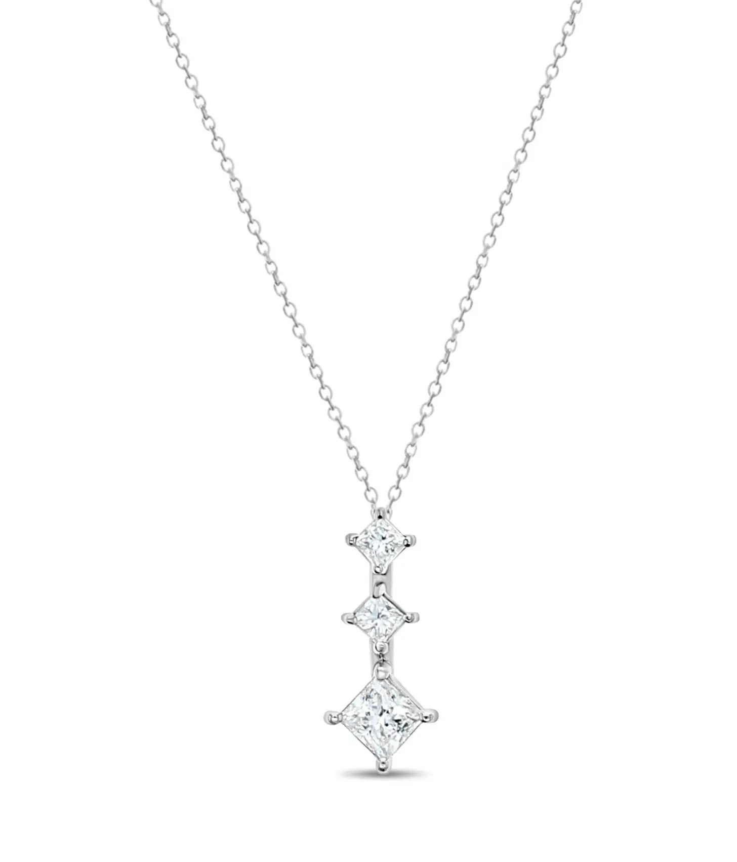 Princess Cut Diamond Past, Present, Future Necklace