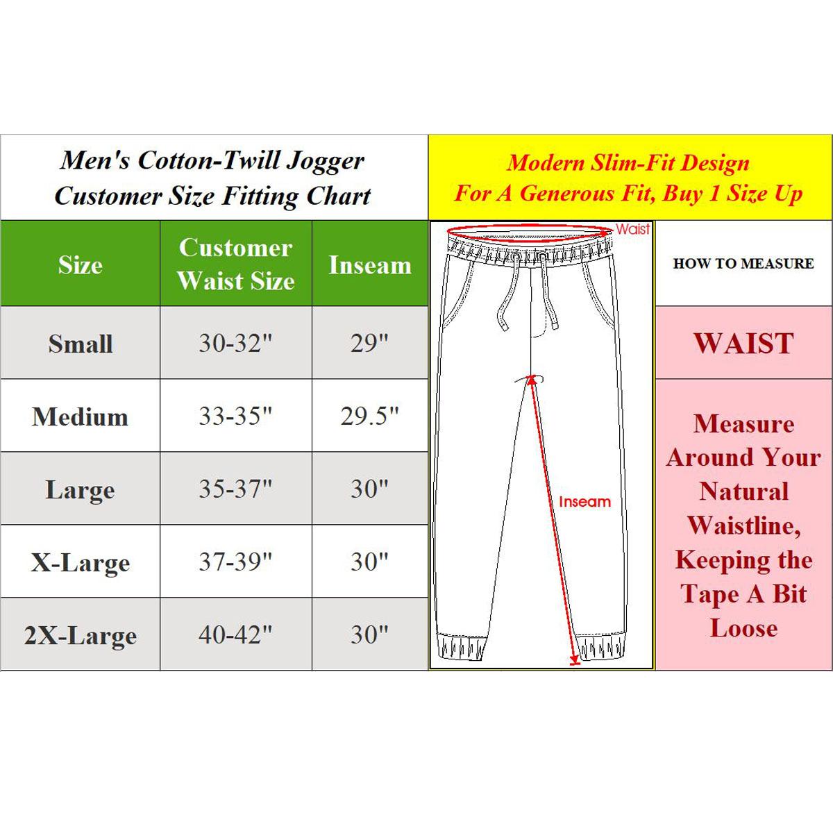 Men’s Slim-Fit Twill Jogger Pants Cotton Plain Menswear Pocket Slimfit Trouser