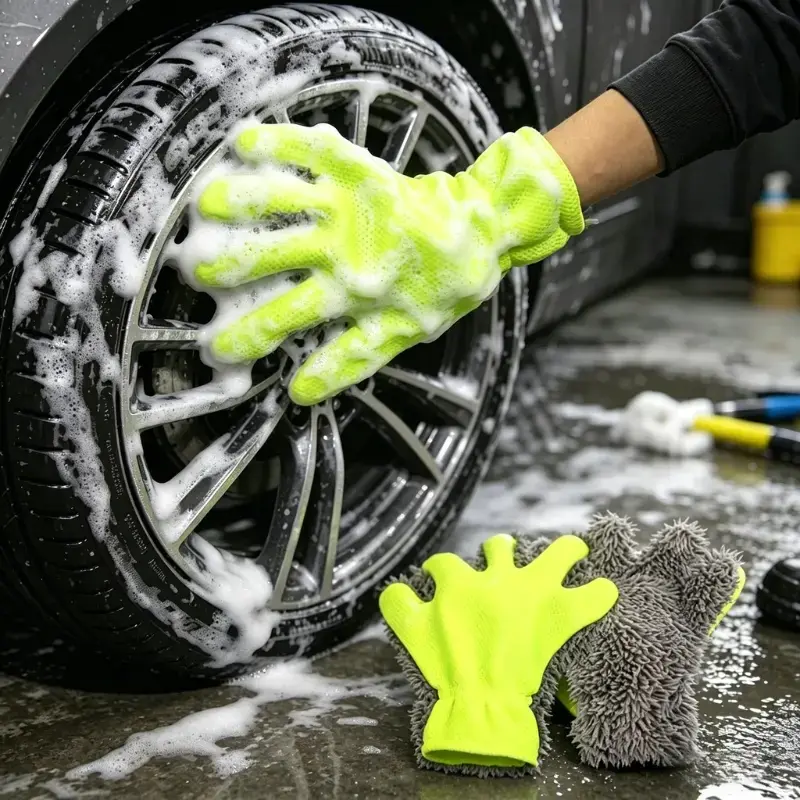 【Summer Survivals】Premium Microfiber 5-Finger Car Wash Mitt - Scratch-Free Chenille, Ultra-Soft, Thick Inner Coating, Swirl-Free Finish for Vehicle Detailing, Car Cleaning Supplies Car Washing Sponges Mitts Car Accessories Dealsforyoudays