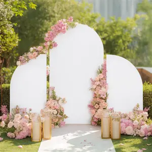 WEDDING Arch Backdrop Cover Set of 3, 7.2ft/5ft, Dual Layer Stretchy Spandex Arch Cover Decor Top Round for Baby Bridal Shower Birthday Party Photographic Background