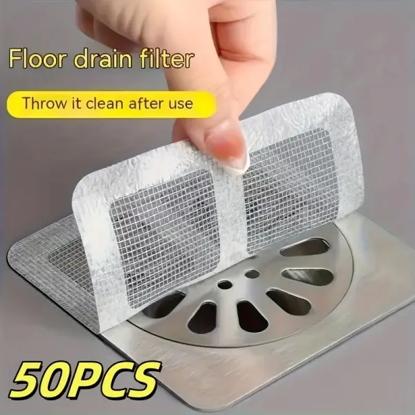 50-Piece Strong Disposable Drain Hair Filters - Tool-FreeAdhesive Anti-Clogging Stickers for Bathroom/Shower FloorDrains,Suitable for Kitchens, Washbasins, Bathtubs, andUnderfloor Drain Outlets -Pipe Protectors with High-Efficiency Filtration Design